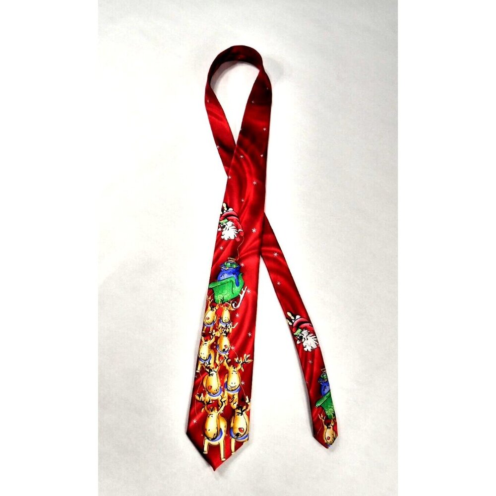 Jerry Garcia Merry Christmas Collection Sixty Holiday Red Silk Blend Tie